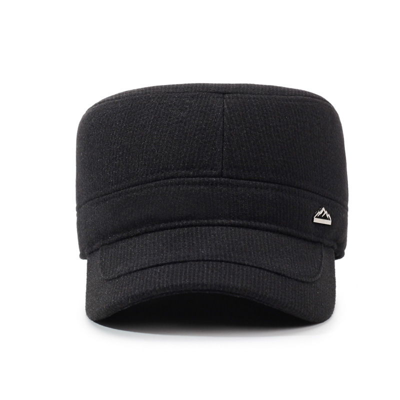 Winter New Style Outdoor Men's Elderly Hat Warm Wool Flat-top Cap Casual Middle-aged Dad Thick Flat-top