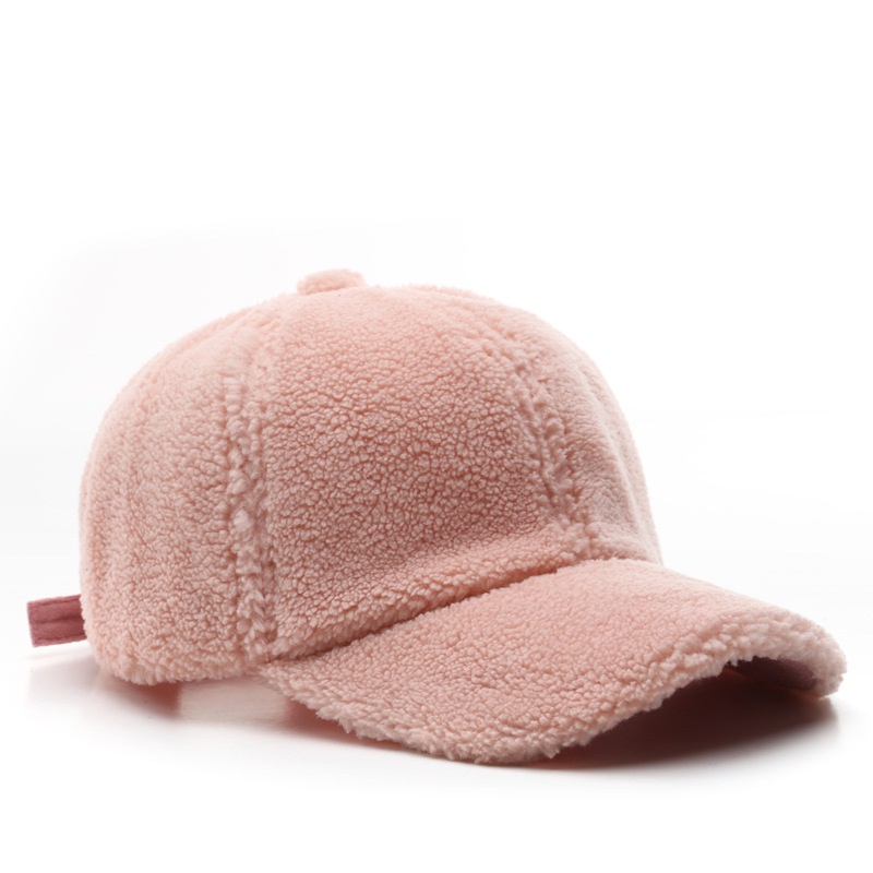 High Quality Vintage Solid Color Winter Warm Plush Wool Lamb Baseball Cap Kids Size Fashionable Sporty Curve Brim Custom Rubber