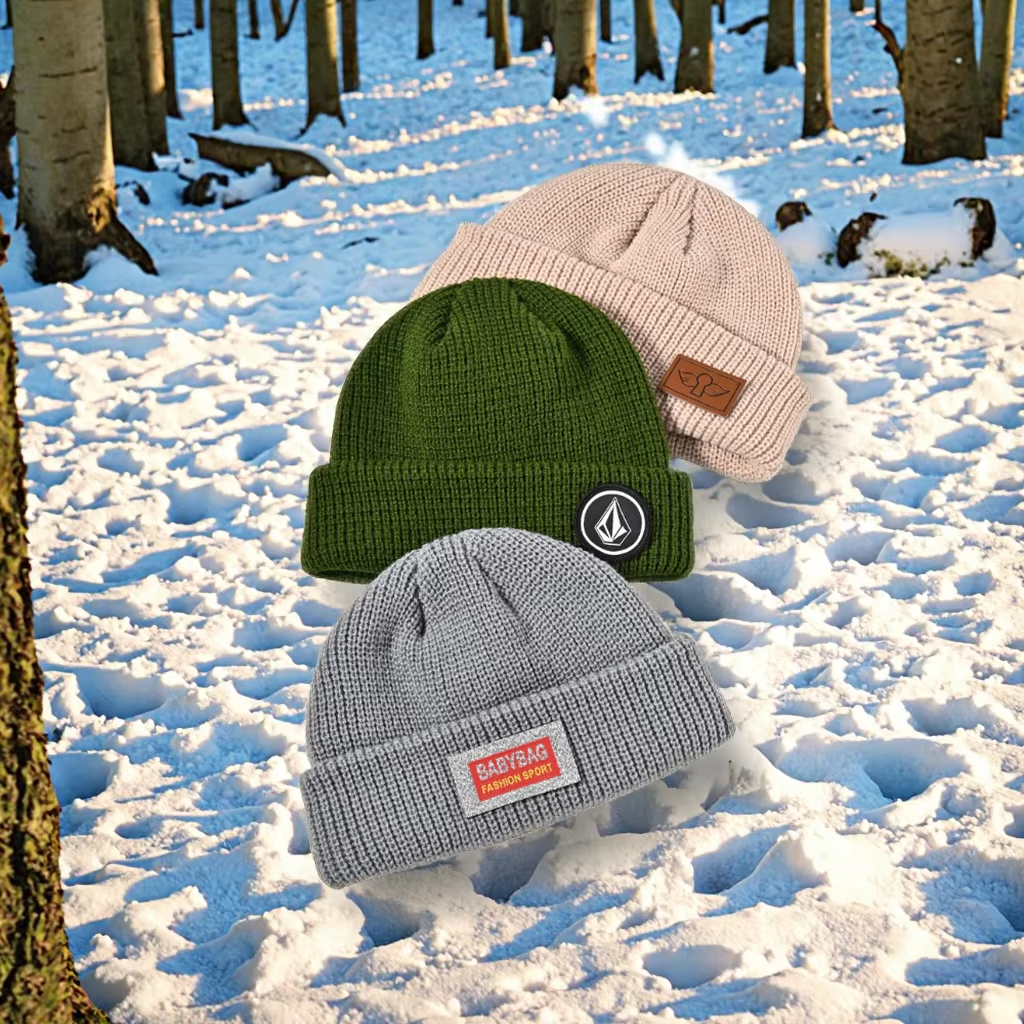 High Quality 100% Cotton Winter Outdoor Knitted Beanie Hat Custom Embroidered Logo Character Pattern High Quality Cotton Cap