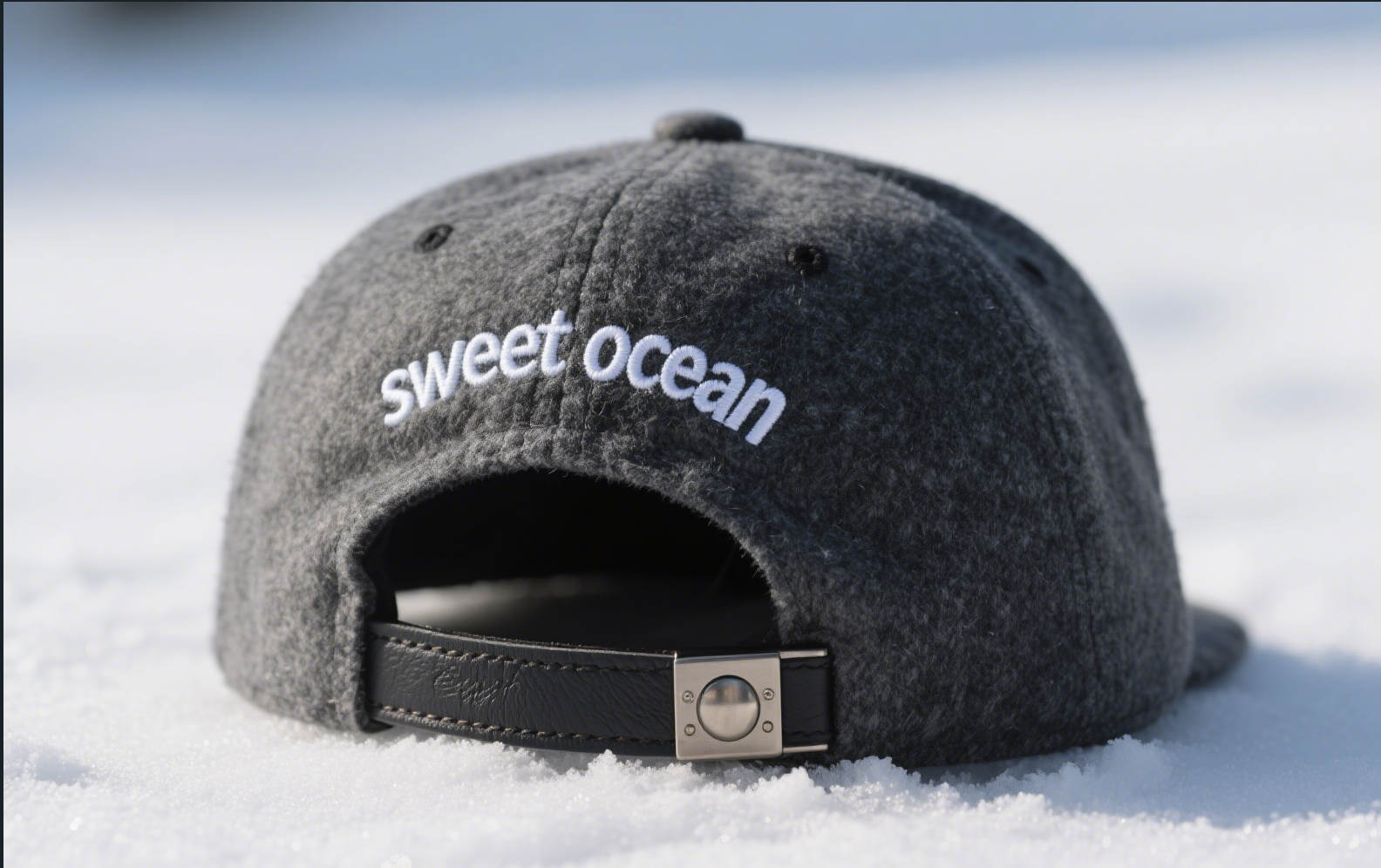 Custom Embroidered Gray Snapback Adjustable Wool Blend Baseball Cap