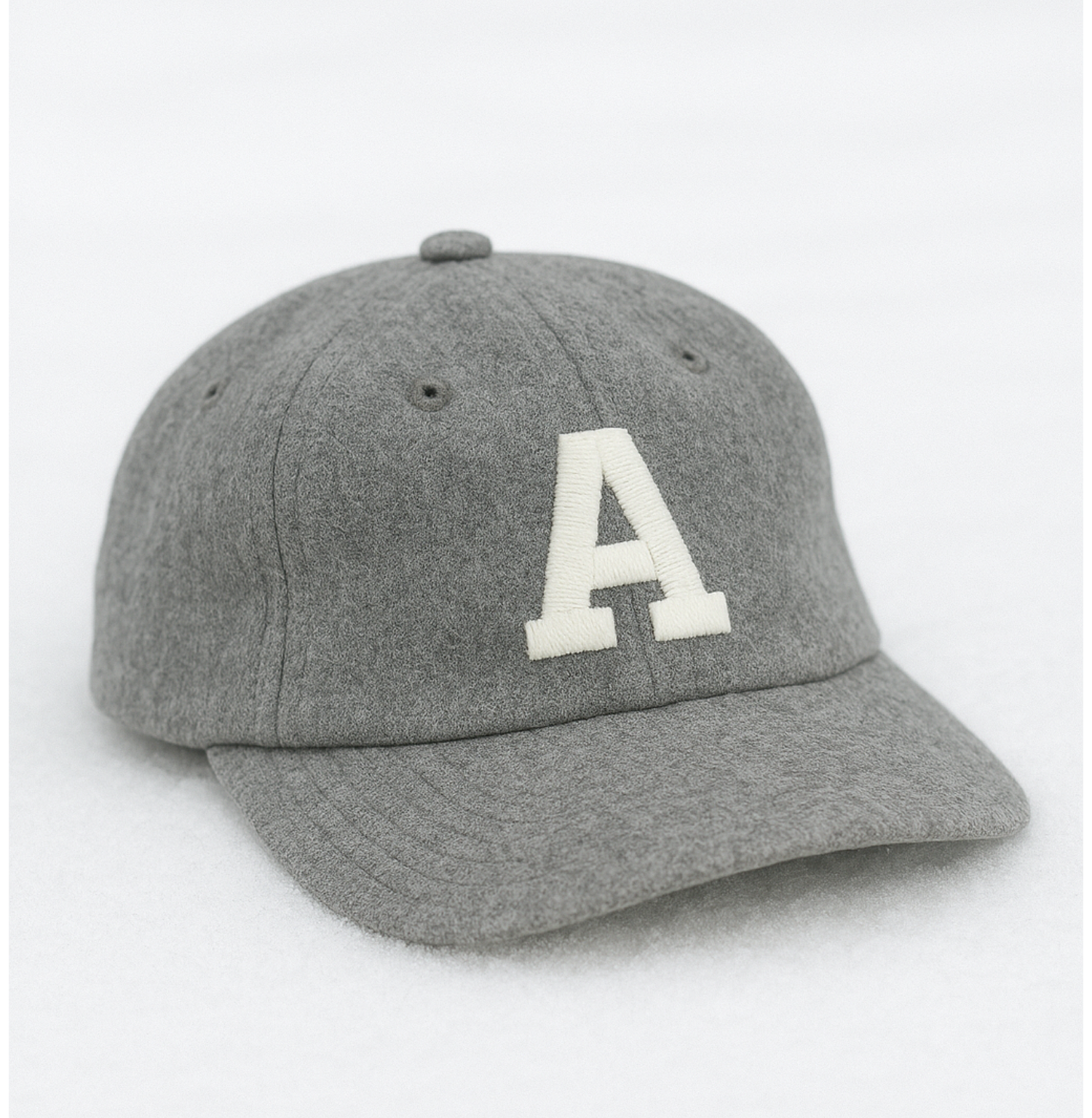 Custom Embroidered Gray Wool Snapback Baseball Cap with Adjustable Strap