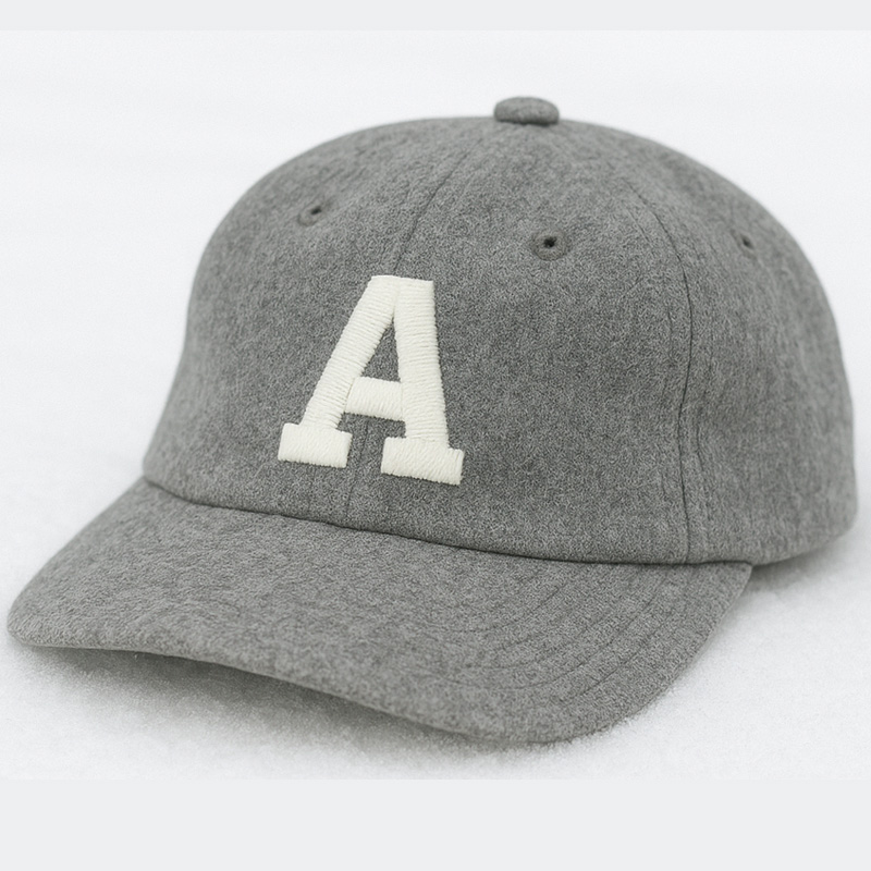 Custom Embroidered Gray Snapback Adjustable Wool Blend Baseball Cap