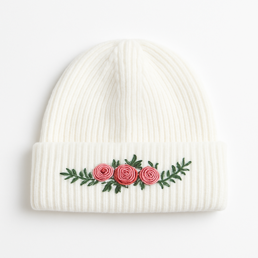 Custom Women's Embroidered Wool Warm Ribbed Winter Knitted Hats