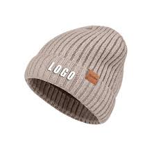 Custom Women's Embroidered Wool Warm Ribbed Winter Knitted Hats