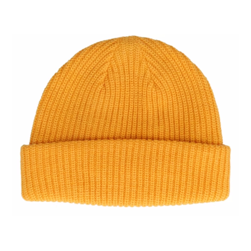 High Quality Classic Yellow Warm Knit Cap with Pom Soft Cuff Beanie Custom Logo Winter Hats for Women Men for Daily Travel Use