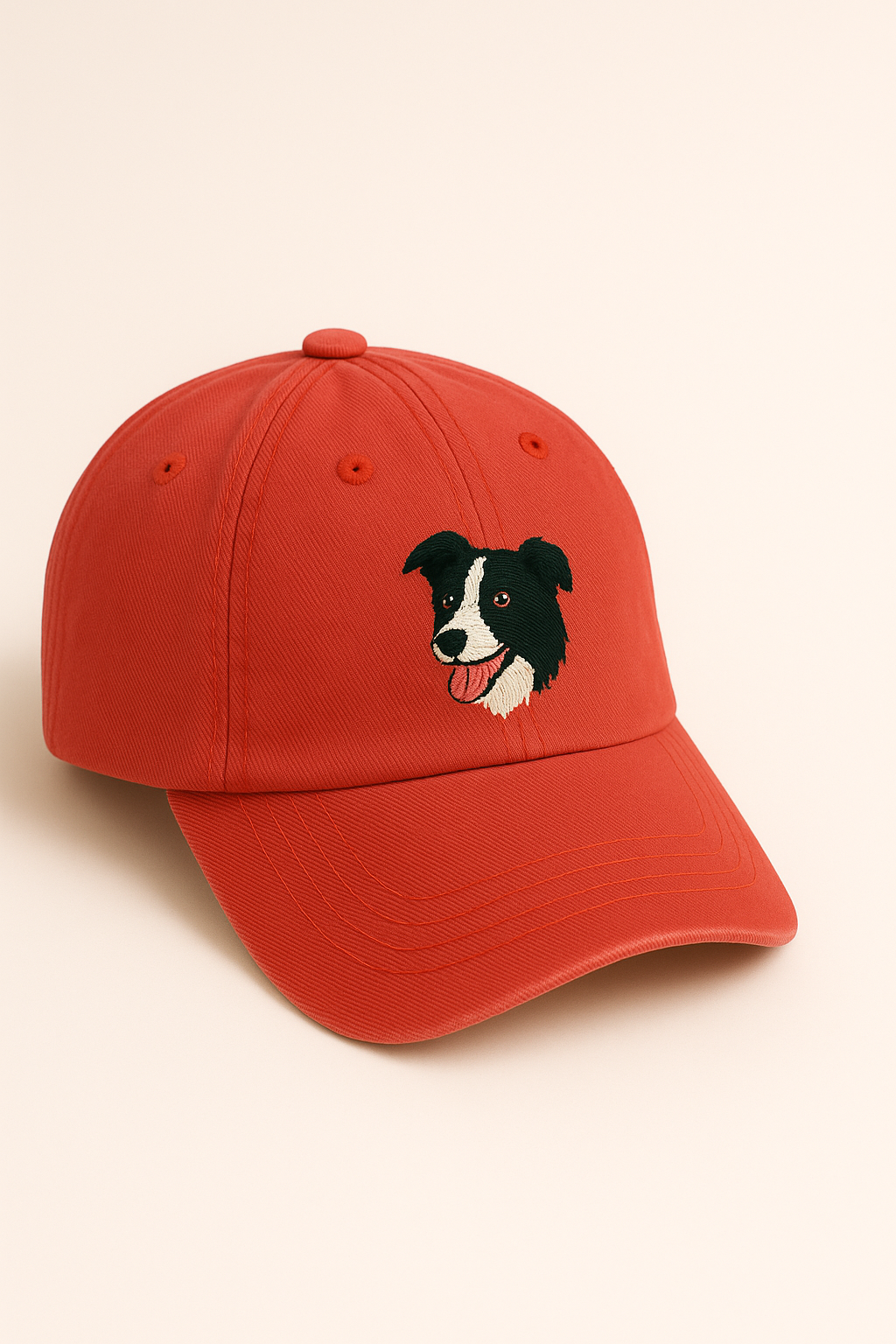 Men's Border Collie Embroidered Gray Adjustable Cotton Denim Baseball Cap