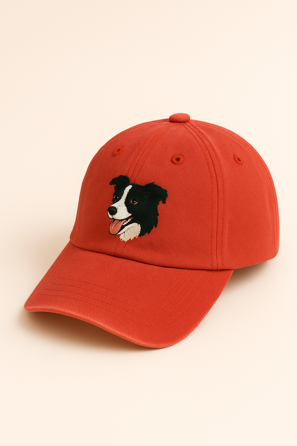 Men's Border Collie Embroidered Gray Adjustable Cotton Denim Baseball Cap