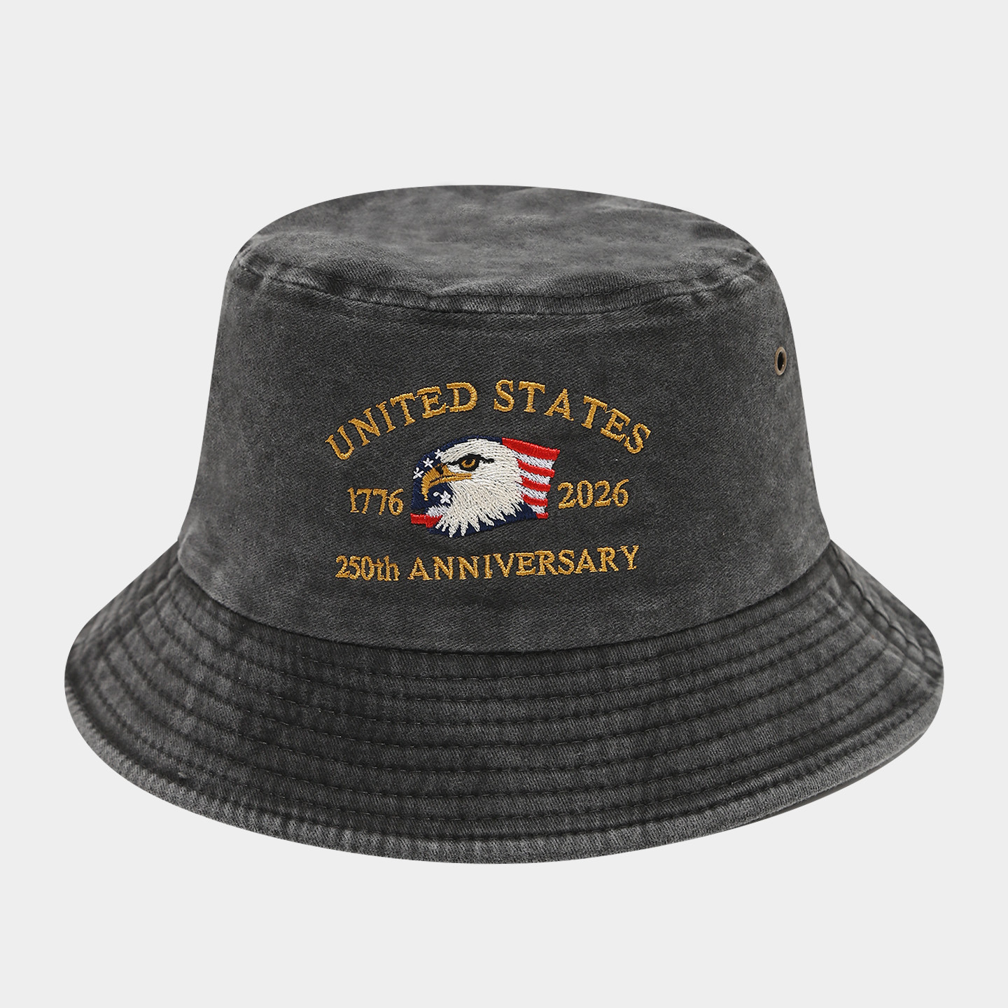 Commemorative 250th Anniversary Cap Washed Fisherman Hat Custom Wide Brim Embroidered Logo Bucket Hat