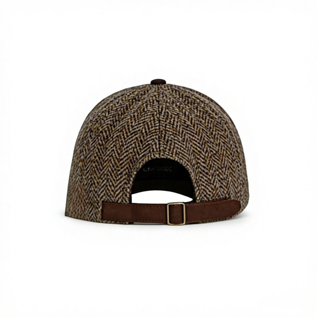 Herringbone Wool Blend Baseball Cap - Suede Brim Vintage Casual Winter Warm Hat for Men & Women