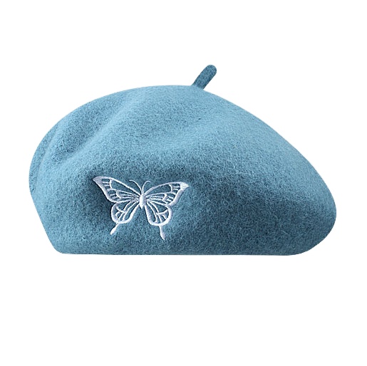 Women's Custom Embroidered Butterfly Logo Beret Hat Wholesale Winter Velvet Cap Casual Pattern for Outdoor Use