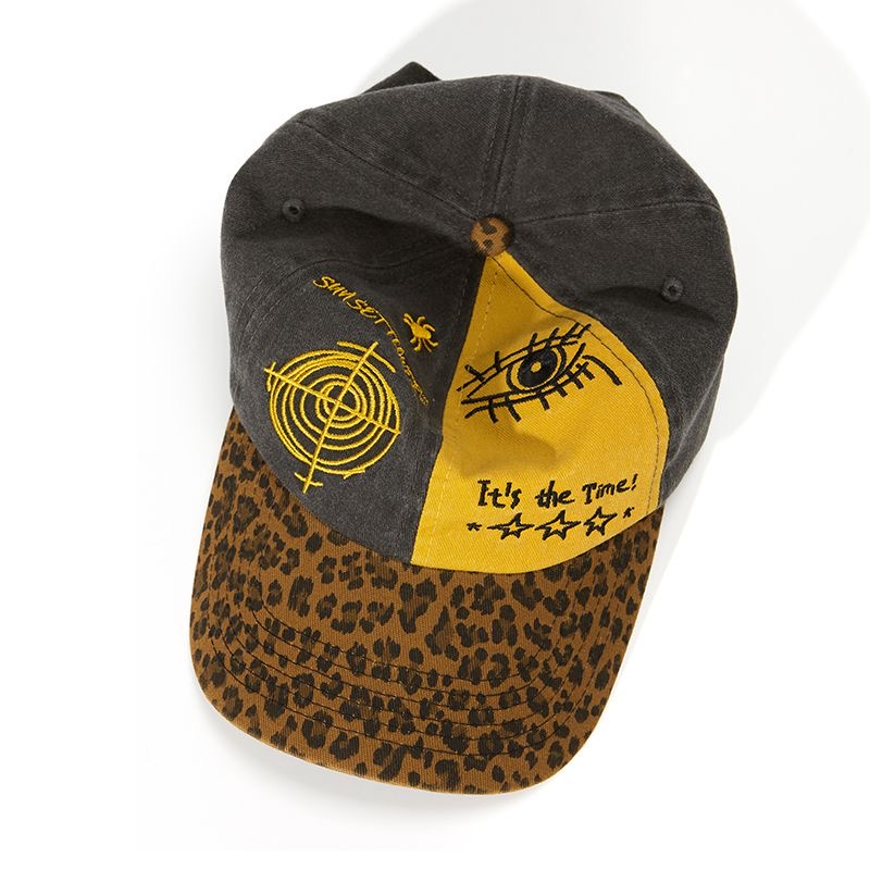 Vintage Leopard Print Baseball Cap Unisex Color Block Eye Embroidery Dad Hat Adjustable Hip Hop Cap for Men Women Outdoor