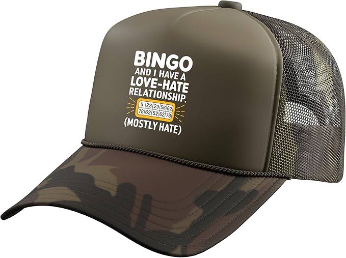 Funny Bingo 5-Panel Trucker Hat with Adjustable Mesh Back Screen Printed Summer Sporty Casual Outdoor Travel Hat