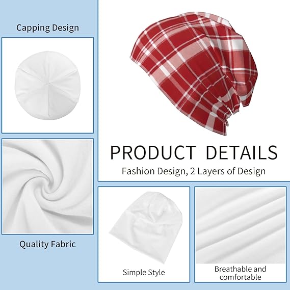 Plaid Red and Black Print Summer Fashion Beanie Men Women Unisex Knit Hat Hipster Hat