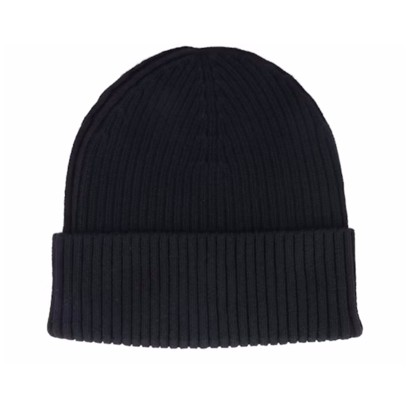 Comfortable Daily Wear Classic Cotton Black Rib Beanie Hats With Custom Logo Warm Winter Hats for Men Women Unisex Knit Cuff Cap