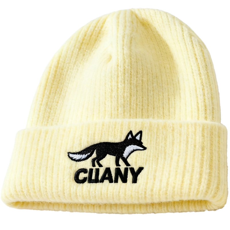 Custom Women's Embroidered Wool Warm Ribbed Winter Knitted Hats