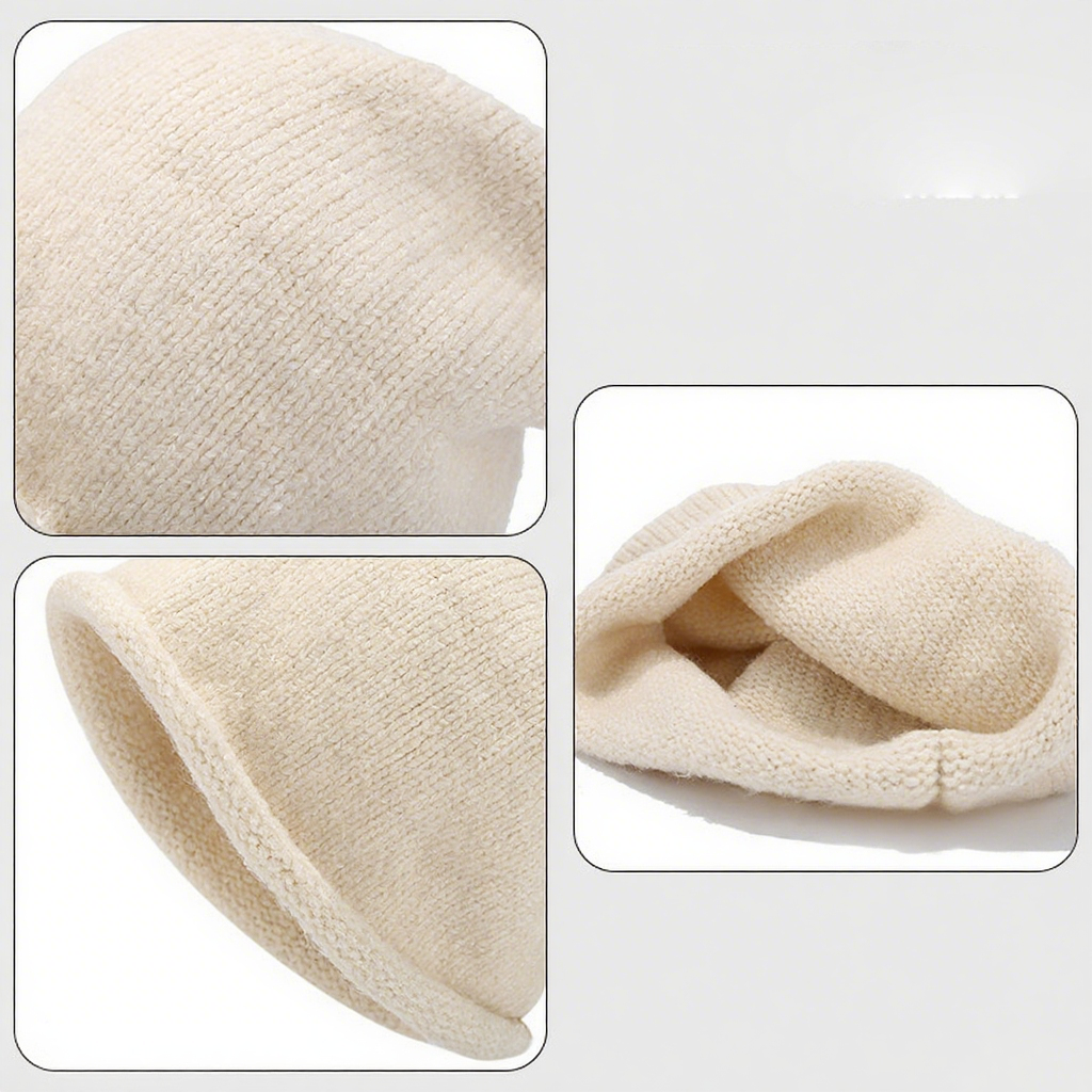 Winter and Autumn Hat with Rolled Brim for Warmth and protection Fashionable Knitted Hat