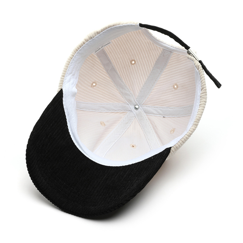 Customized 6-Panel Curved Baseball Cap Retro Double Tone Color Corduroy Outdoor Sunshade Blank Version Available