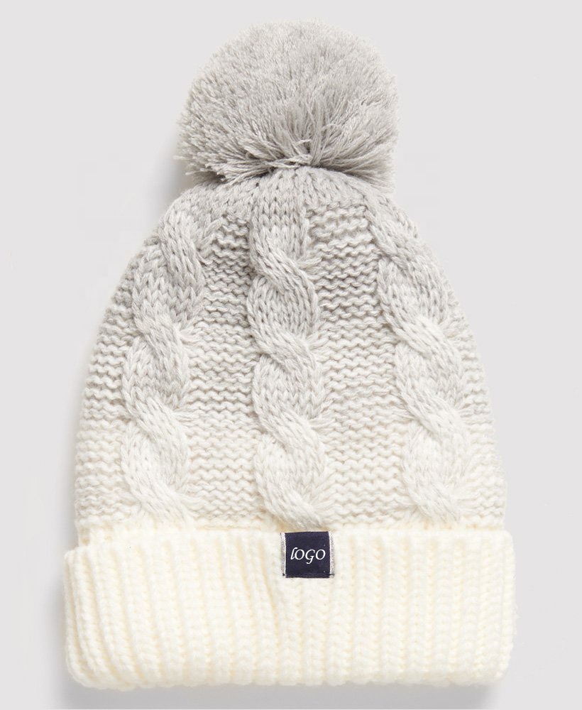 Custom Logo 3D Embroidery Winter Warm Soft Knitted Beanie Hat with Pom Beach Style Unisex Adult China Cap Manufacturer