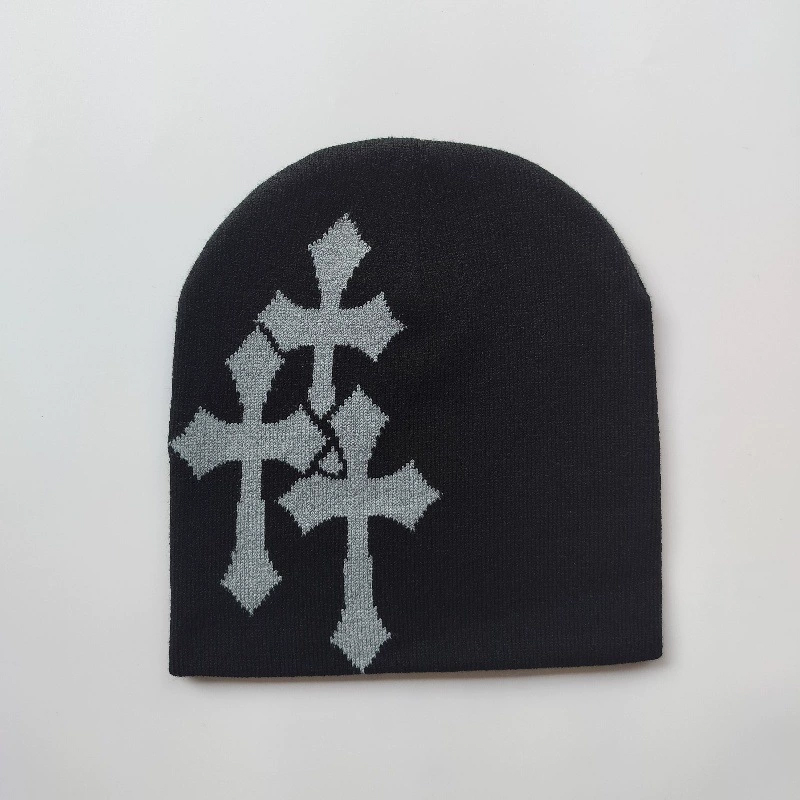 Trendy Cross-Shape Jacquard Hats for Men and Women Popular Hip-hop Street Style for Outdoor Sports and Travel