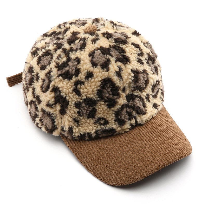 Autumn & Winter Personalized Retro Color-Block Leopard Print Baseball Cap - Warm, Cold-Resistant & Sun-Shading Visor Cap