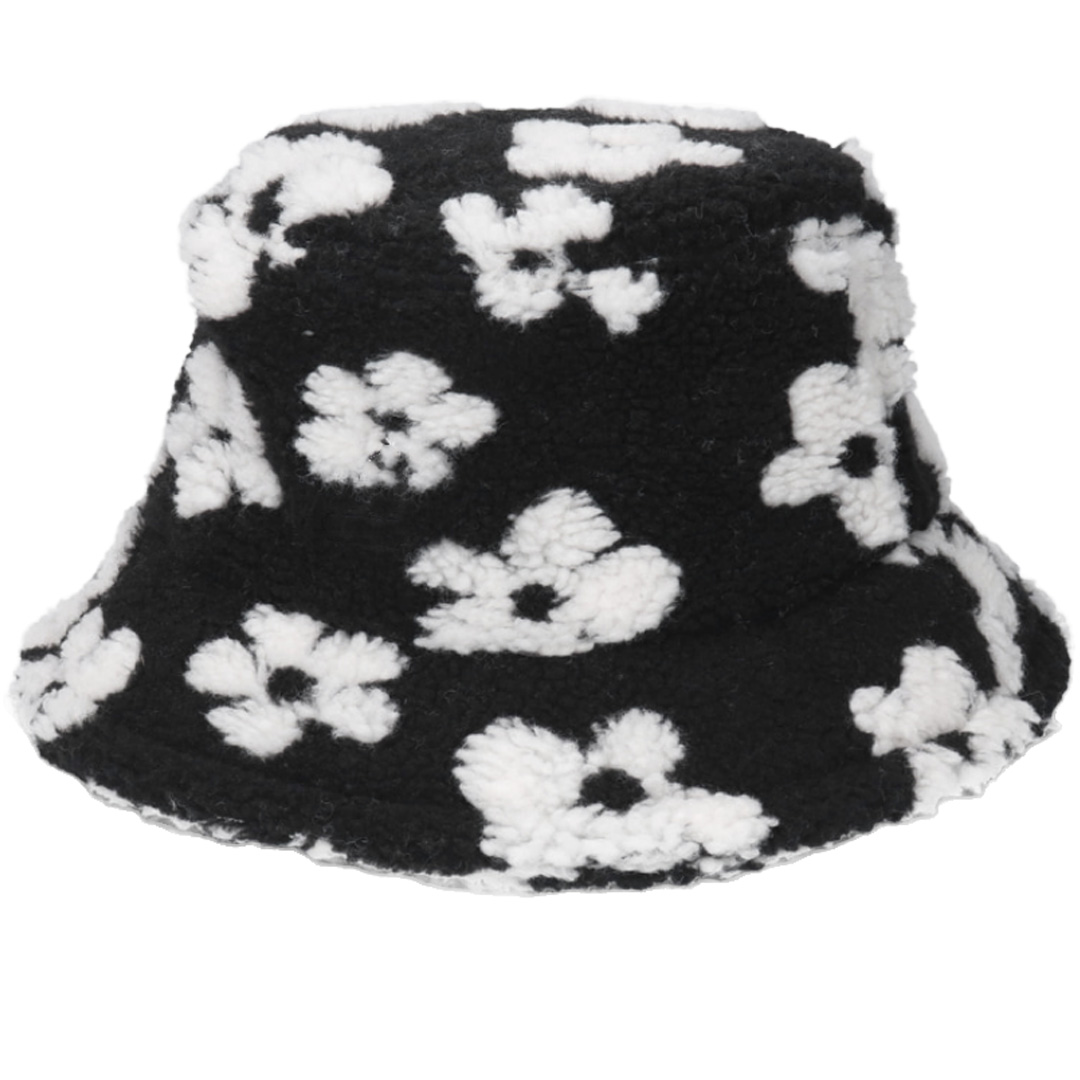 Unisex Winter Bucket Hat for Men and Women Personalized Color Warm Faux Fur Design Casual Cartoon Pattern for Fishing