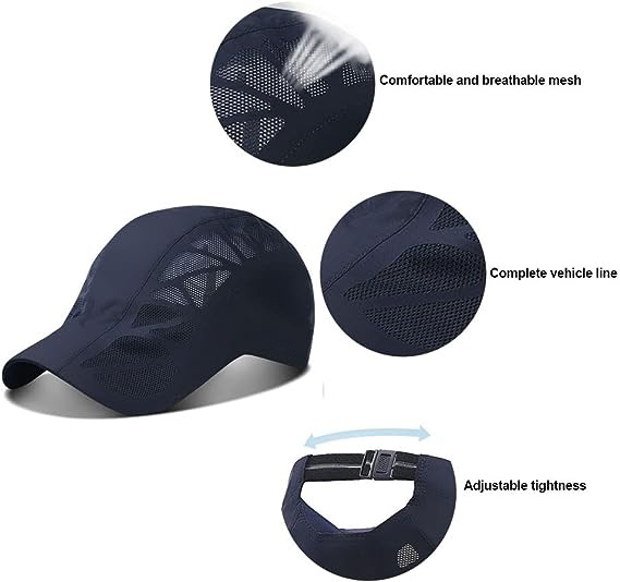 Mesh Running Quick Drying Breathable Waterproof 100% Polyester Sport Solid Color Baseball Cap with Hand Embroidery Unisex