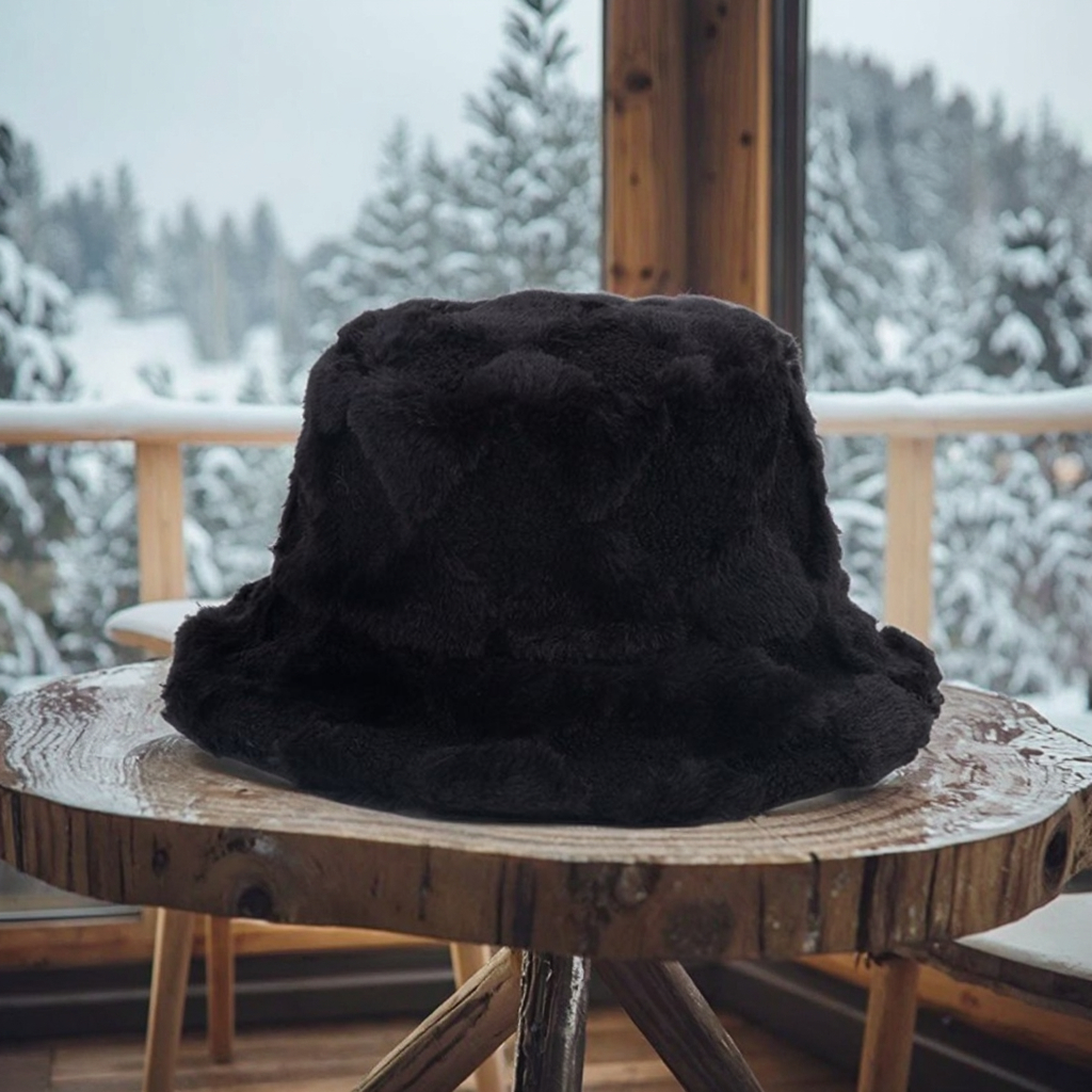 Original Brown Toffee Sherpa Check Bucket Hat Custom Logo Cartoon Wide Brim Winter Hat for Men Women for Fishing Ski Velour