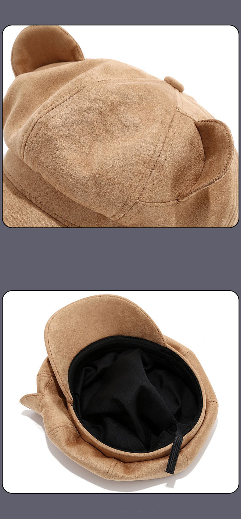 2025 New Design - Cute Little Bear Ears Suede Nap Octagonal Hat - Women's Fall/Winter Beret