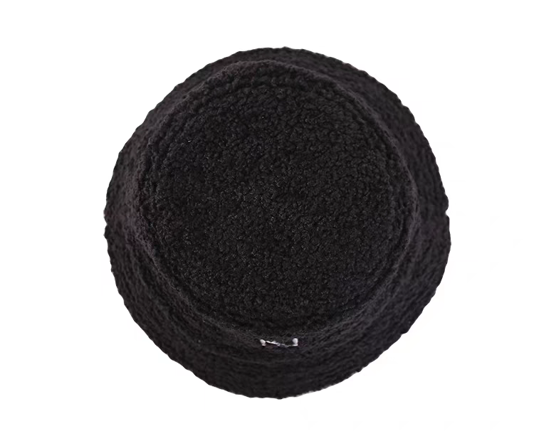 American Trend Sherpa Fleece Velour Fabric Polyester Adjustable Winter Warm Windproof Face Slimming Casual Embroidery Bucket Hat