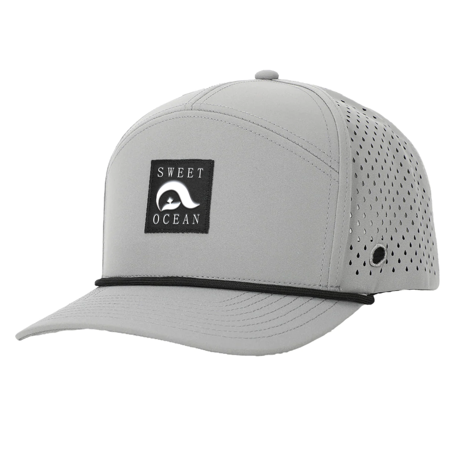 Custom Men's 7-Panel Vintage Trucker Mesh Hat Laser Cutting Perforated Baseball Cap Fashionable for Outdoor Casual Performance