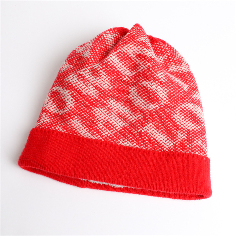 2025 Hot Sale Wholesale Fashion Winter Jacquard Knitted Hat Women Outdoor Brimless Warm Cold Hat