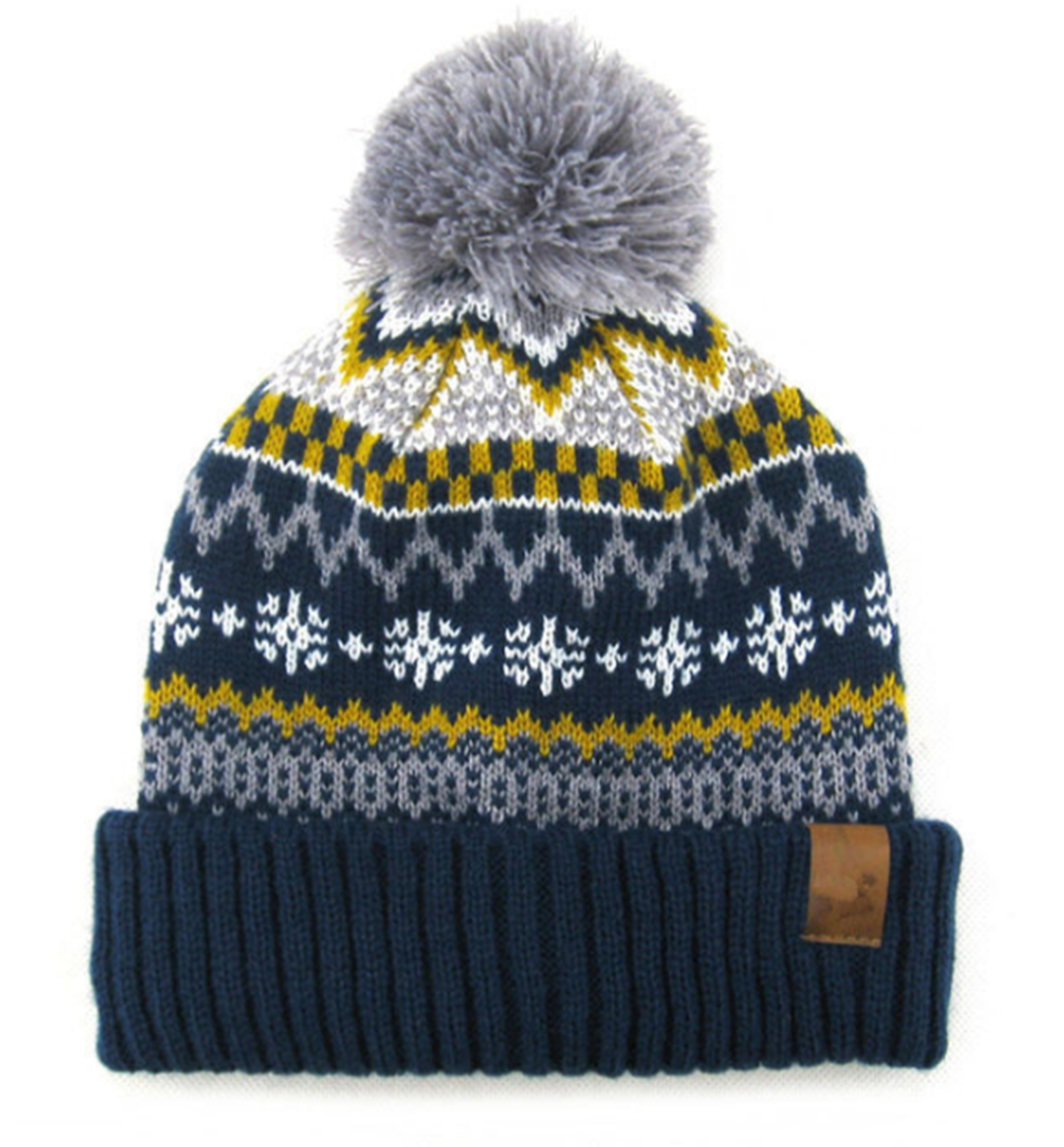 Classic Pattern Design Stretchy Knit Pom Beanie Winter Hats Soft Warm for Men Women Lightweight Stylish Unisex Cuffed Beanies