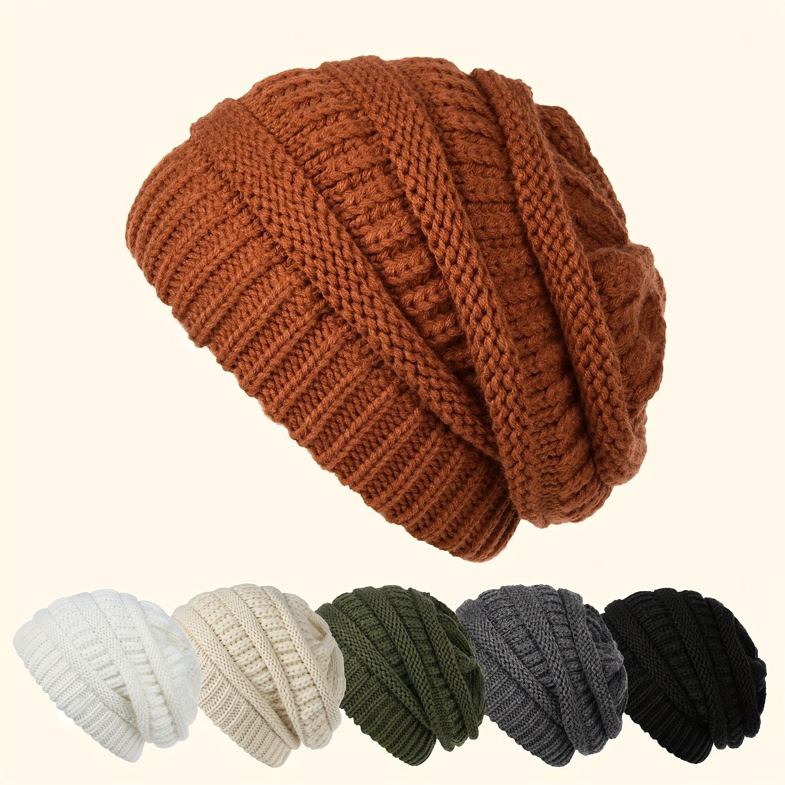 Thick Soft and Elastic Knitted Hat with No Brim Skull Cap for Adults Ski Hat Cold Cap