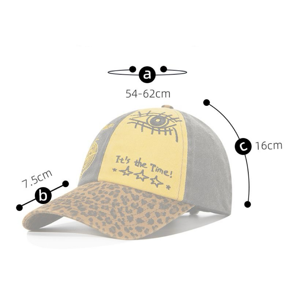 Vintage Leopard Print Baseball Cap Unisex Color Block Eye Embroidery Dad Hat Adjustable Hip Hop Cap for Men Women Outdoor