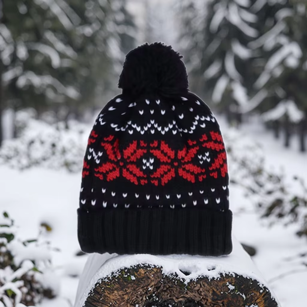 Unisex Classic Design Winter Beanie Soft Warm Stretchy Knit Pom Cotton Stylish High-Cuffed Beanie for Men Beach Travel Babies