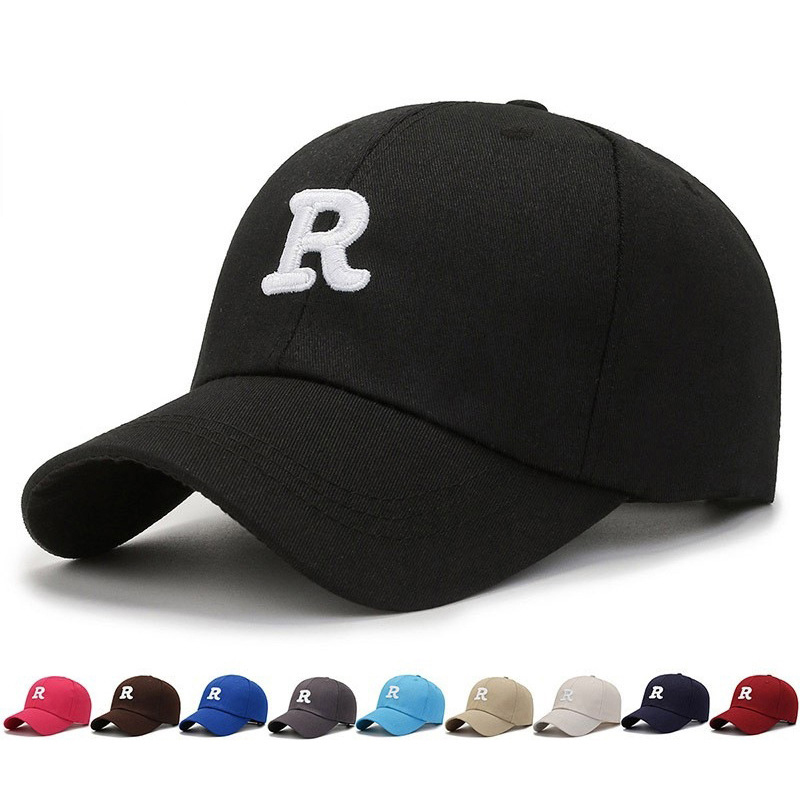Baseball Cap with Letter Logo Hard Top Autumn Sun protection and Shade Brimmed Cap 6-panel Baseball Cap