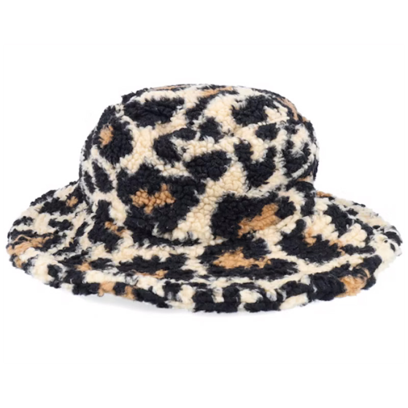 Large Custom Leopard Bucket Hats with Wide Brim Outdoor Fishing Design Wholesale Embroidery Bucket Hats for Men and Women