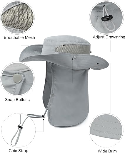 Custom Denim Bucket Hat Detachable Mask Neck Face Cover Flap Boonie Cap Breathable Fishing Hat Printed Character for Summer