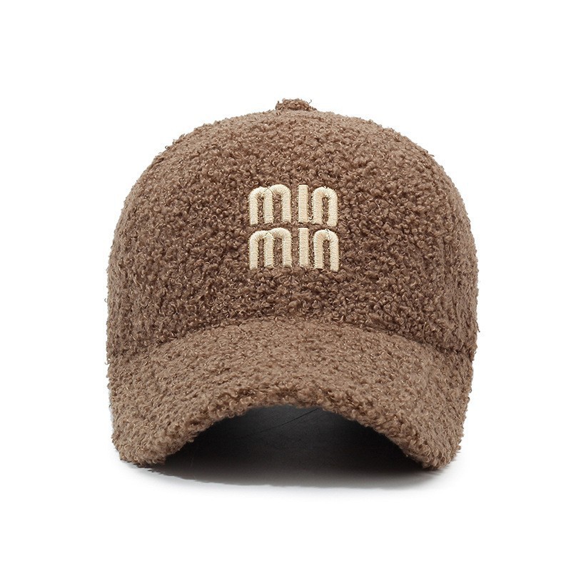Autumn/Winter Baseball Cap - Teddy Outdoor Fashion Letter Embroidery Warm Baseball Cap
