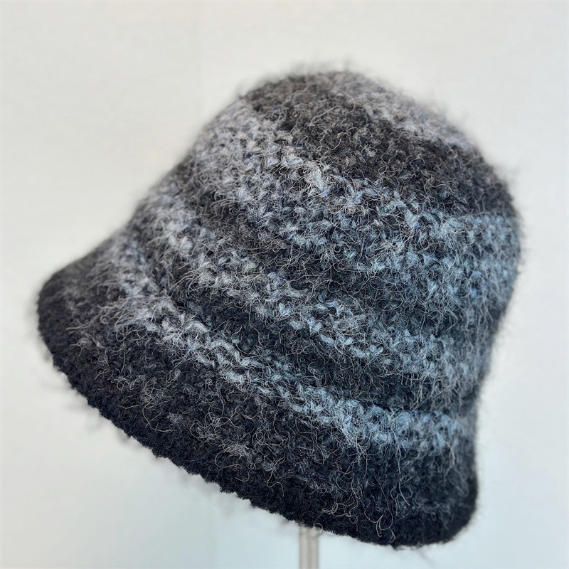 New Style Color-matching Striped Knitted Fisherman Hat for Autumn and Winter Warm and Protective for Ears Bucket Hat