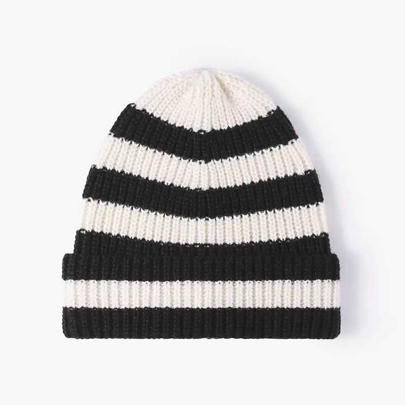 Classic Striped Knitted Cap-100% Acrylic Adjustable Unisex for Outdoor Sports Travel Casual