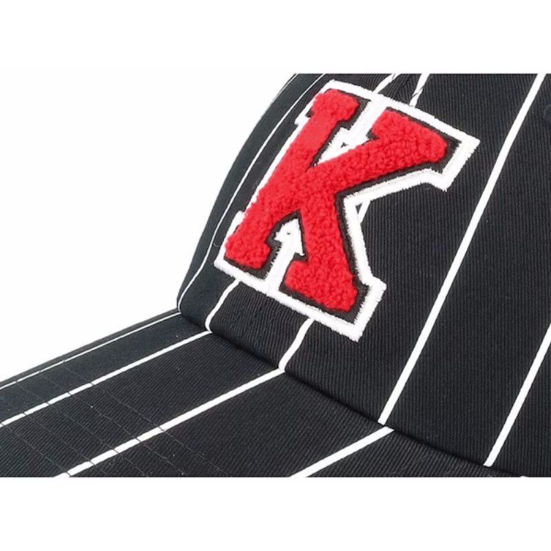 Custom Embroidered Retro Patch Pinstripe Baseball Cap 6-Panel Cotton Sports Cap for Women Black Red White Dad's Outdoor Fruit