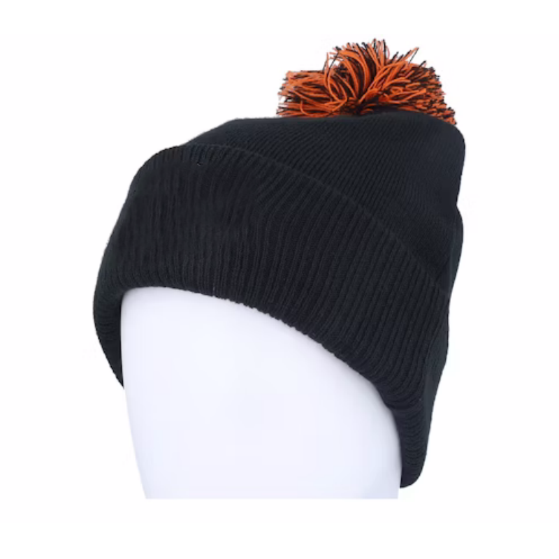 Design Your Own Plain Black Beanie With Pom Warm Knit Skull Cap Soft Cuff Beanie Fully Custom Logo Winter Hat for Men Women Kids