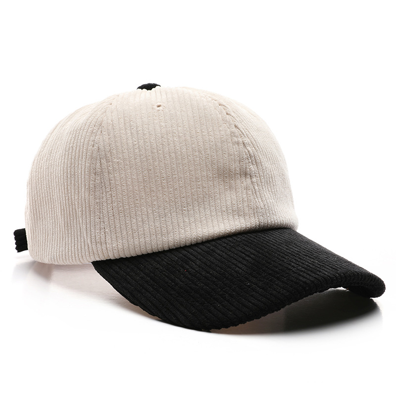 Customized 6-Panel Curved Baseball Cap Retro Double Tone Color Corduroy Outdoor Sunshade Blank Version Available