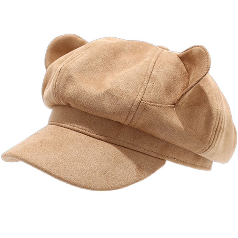 2025 New Design - Cute Little Bear Ears Suede Nap Octagonal Hat - Women's Fall/Winter Beret