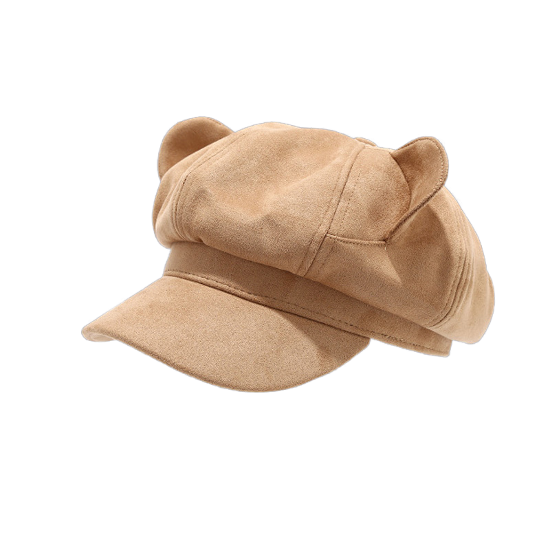 2025 New Design - Cute Little Bear Ears Suede Nap Octagonal Hat - Women's Fall/Winter Beret