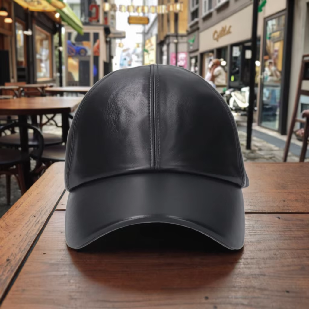 Custom Fashionable 6-Panel Genuine Brown Leather Baseball Cap for Men High Quality Oxford Fabric Puff Printing Common Features