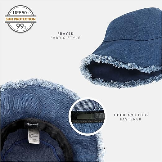 Unisex Custom Trendy Washed Cotton Bucket Hats Floppy Wide Brim Boonie for Summer Beach Outdoor Frayed Headwear for Casual Wear