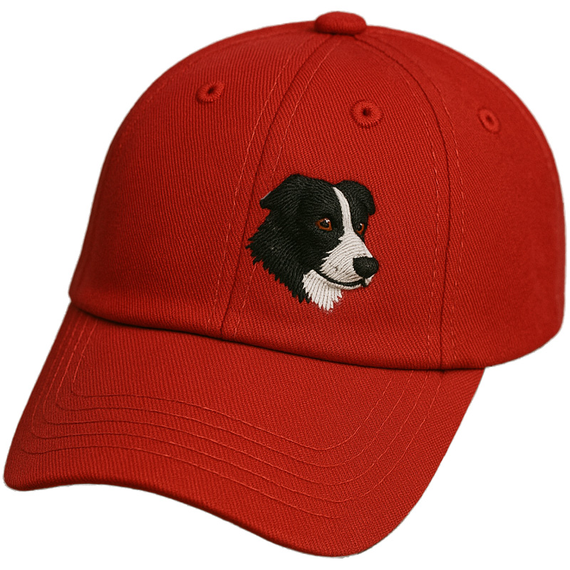 Men's Border Collie Embroidered Gray Adjustable Cotton Denim Baseball Cap