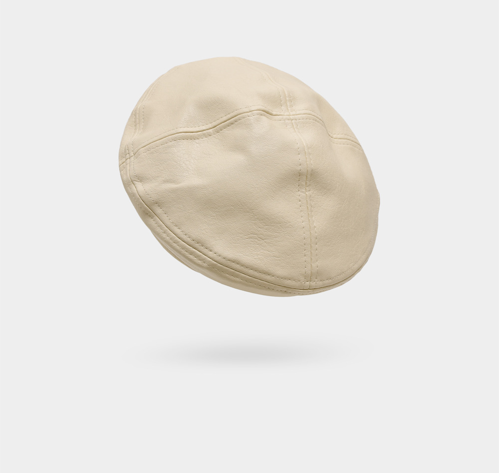 2025 New PU Leather Beret for Women, Autumn Winter Warm British Style Retro Painter Hat
